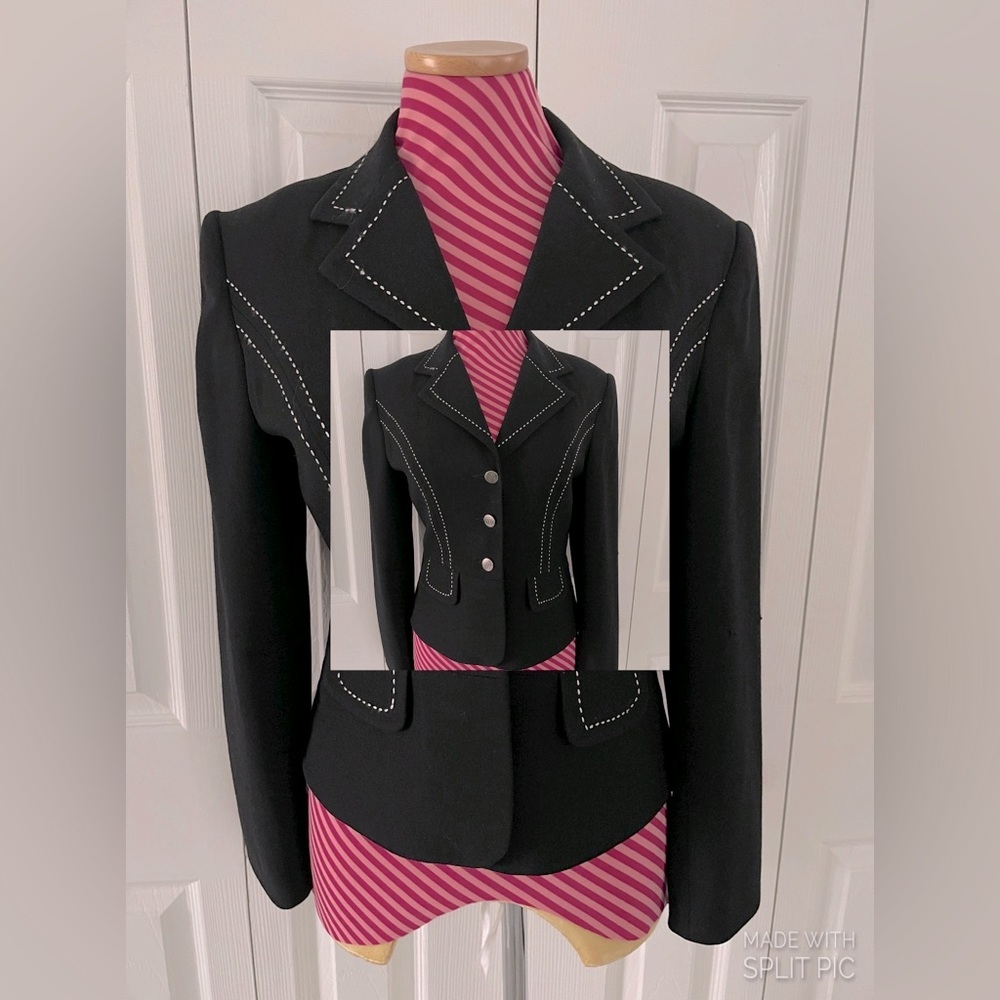 Tailored Black Blazer w/White Stripe Details